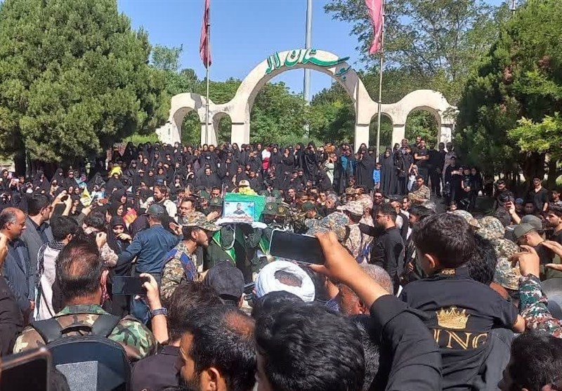 پیکر مطهر شهید اقتدار اسماعیل نادی در سربیشه تشییع شد+ تصویر