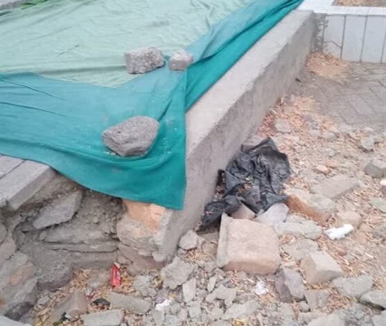 بی‌توجهی به مزار شهید گمنام در بیمارستان بعثت همدان/خلف وعده علوم پزشکی+تصویر
