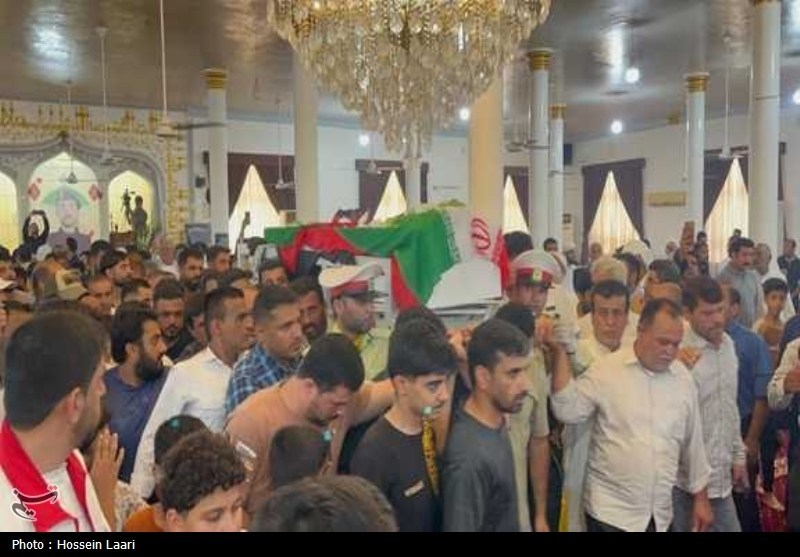 تشییع پیکر شهید مدافع امنیت احمد عبدالله‌زاده در زادگاهش نخل تقی