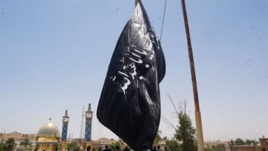 نماد اربعین بر فراز مرز خسروی برافراشته شد