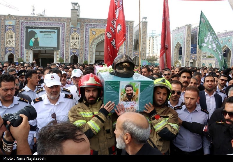 پیکر آتش‌نشان فداکار مشهدی تشییع شد